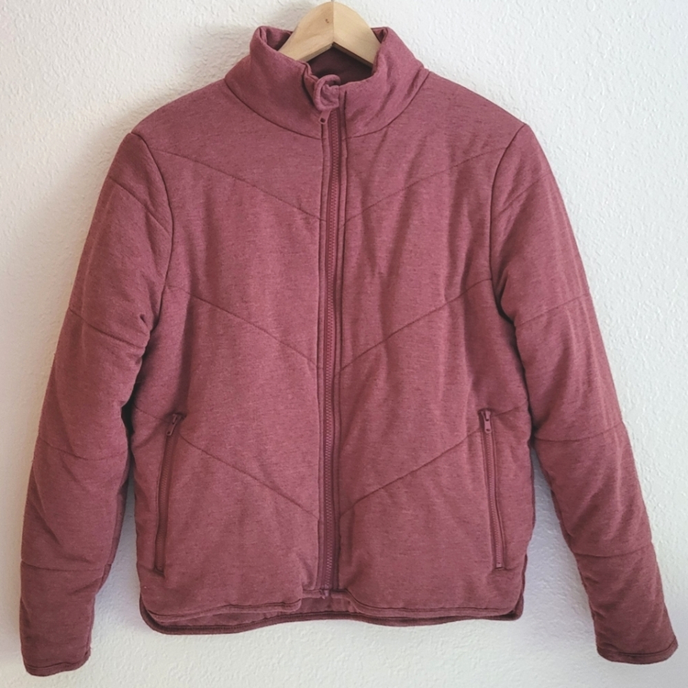 NWOT Three Dots Quilted Zip-up Jacket Size Medium Warm Raspberry Pink Red Color